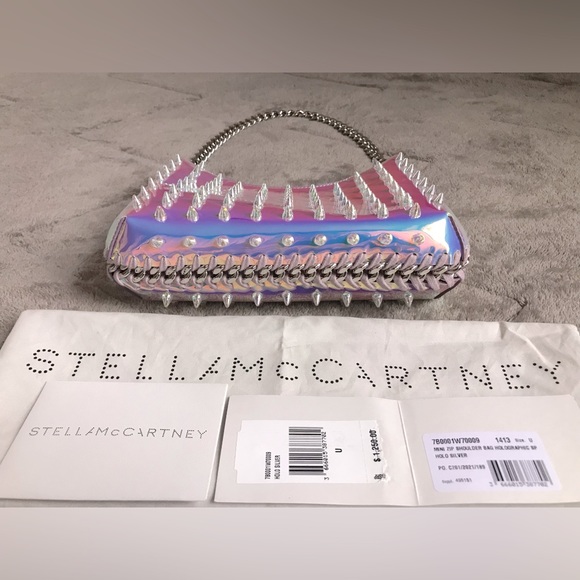 ❌❌❌SOLD❌❌❌STELLA MCCARTNEY Mini Falabella Spike Holographic Shoulder Bag - Picture 10 of 14